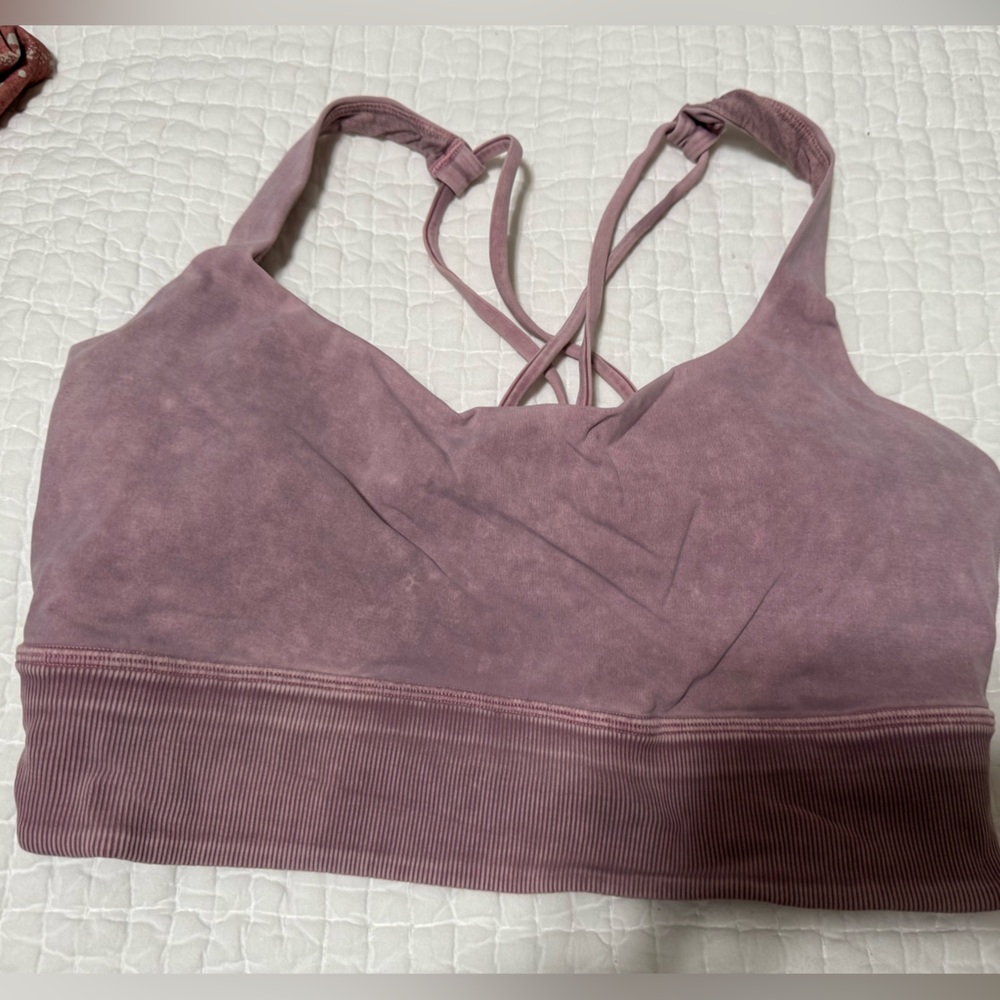 Lululemon long line energy bra in dyed pink / mauve